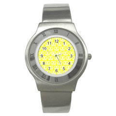 Yellow Pretzel Illustrations Pattern Stainless Steel Watch by GardenOfOphir