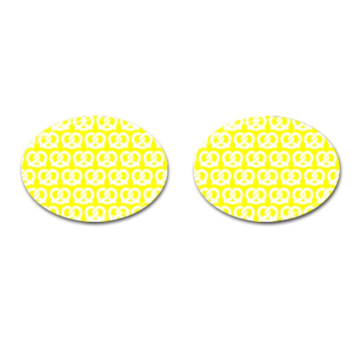 Yellow Pretzel Illustrations Pattern Cufflinks (Oval)