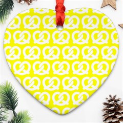 Yellow Pretzel Illustrations Pattern Heart Ornament (two Sides) by GardenOfOphir