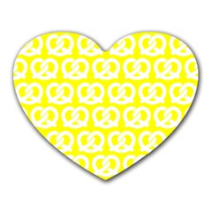 Yellow Pretzel Illustrations Pattern Heart Mousepad by GardenOfOphir