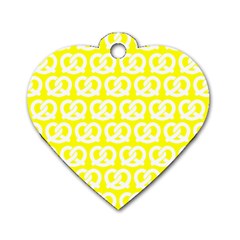 Yellow Pretzel Illustrations Pattern Dog Tag Heart (one Side) by GardenOfOphir