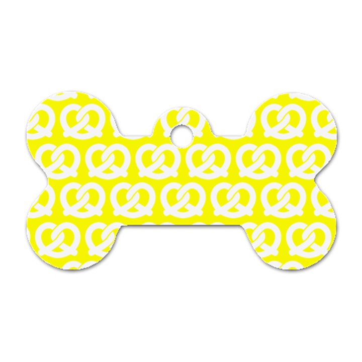 Yellow Pretzel Illustrations Pattern Dog Tag Bone (Two Sides)