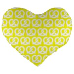 Yellow Pretzel Illustrations Pattern Large 19  Premium Heart Shape Cushions Front