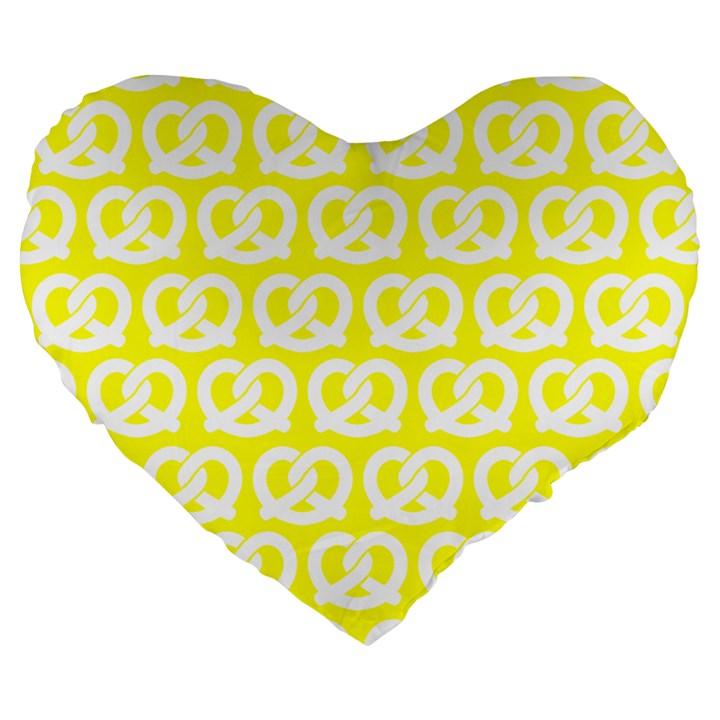 Yellow Pretzel Illustrations Pattern Large 19  Premium Heart Shape Cushions