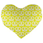 Yellow Pretzel Illustrations Pattern Large 19  Premium Heart Shape Cushions Back