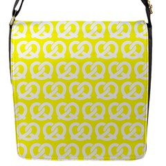 Yellow Pretzel Illustrations Pattern Flap Closure Messenger Bag (s) by GardenOfOphir