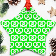 Neon Green Pretzel Illustrations Pattern Ornament (star) by GardenOfOphir