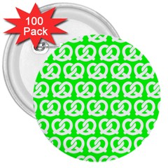 Neon Green Pretzel Illustrations Pattern 3  Buttons (100 Pack)  by GardenOfOphir