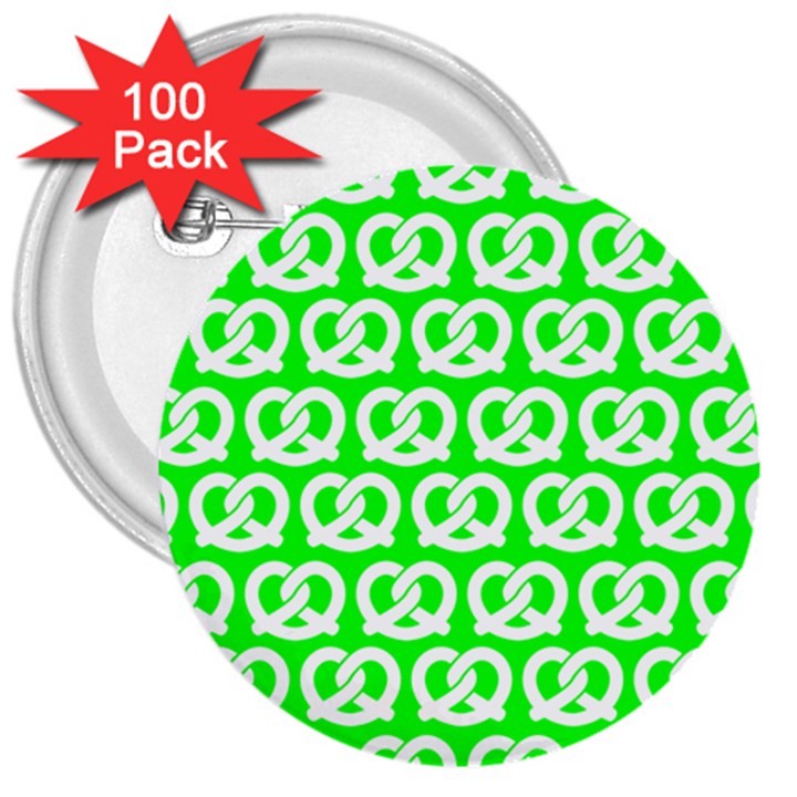 Neon Green Pretzel Illustrations Pattern 3  Buttons (100 pack) 