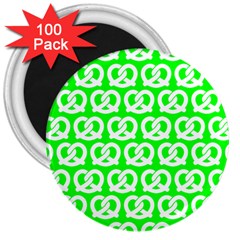 Neon Green Pretzel Illustrations Pattern 3  Magnets (100 Pack) by GardenOfOphir