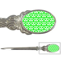 Neon Green Pretzel Illustrations Pattern Letter Opener by GardenOfOphir