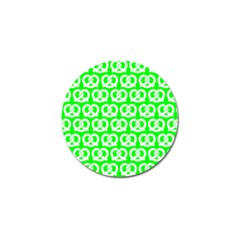 Neon Green Pretzel Illustrations Pattern Golf Ball Marker (4 Pack) by GardenOfOphir