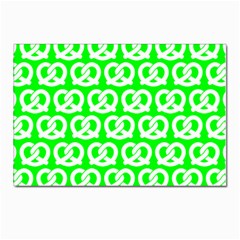 Neon Green Pretzel Illustrations Pattern Postcards 5  X 7  (pkg Of 10) by GardenOfOphir