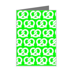 Neon Green Pretzel Illustrations Pattern Mini Greeting Card by GardenOfOphir