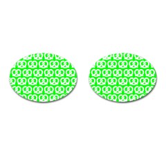 Neon Green Pretzel Illustrations Pattern Cufflinks (oval) by GardenOfOphir