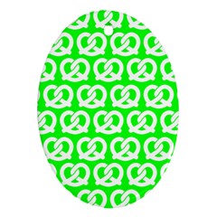 Neon Green Pretzel Illustrations Pattern Oval Ornament (two Sides) by GardenOfOphir