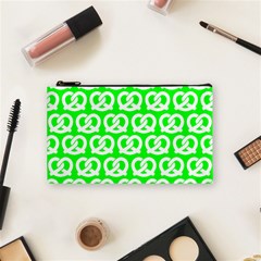 Neon Green Pretzel Illustrations Pattern Cosmetic Bag (small) by GardenOfOphir