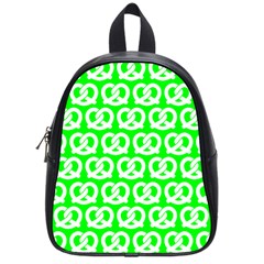 Neon Green Pretzel Illustrations Pattern School Bag (small) by GardenOfOphir