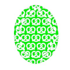 Neon Green Pretzel Illustrations Pattern Oval Filigree Ornament (two Sides) by GardenOfOphir