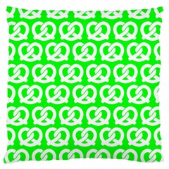 Neon Green Pretzel Illustrations Pattern Large Cushion Case (one Side) by GardenOfOphir