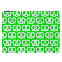 Neon Green Pretzel Illustrations Pattern Cosmetic Bag (xxl) by GardenOfOphir