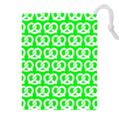 Neon Green Pretzel Illustrations Pattern Drawstring Pouch (5xl) by GardenOfOphir