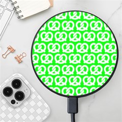 Neon Green Pretzel Illustrations Pattern Wireless Fast Charger(black) by GardenOfOphir