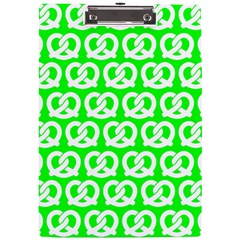 Neon Green Pretzel Illustrations Pattern A4 Acrylic Clipboard by GardenOfOphir