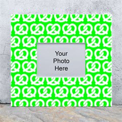 Neon Green Pretzel Illustrations Pattern White Wall Photo Frame 5  X 7 