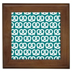 Teal Pretzel Illustrations Pattern Framed Tile