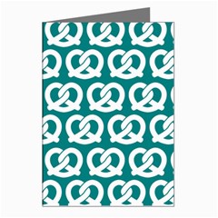 Teal Pretzel Illustrations Pattern Greeting Cards (pkg Of 8) by GardenOfOphir