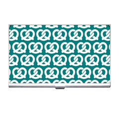 Teal Pretzel Illustrations Pattern Business Card Holder by GardenOfOphir