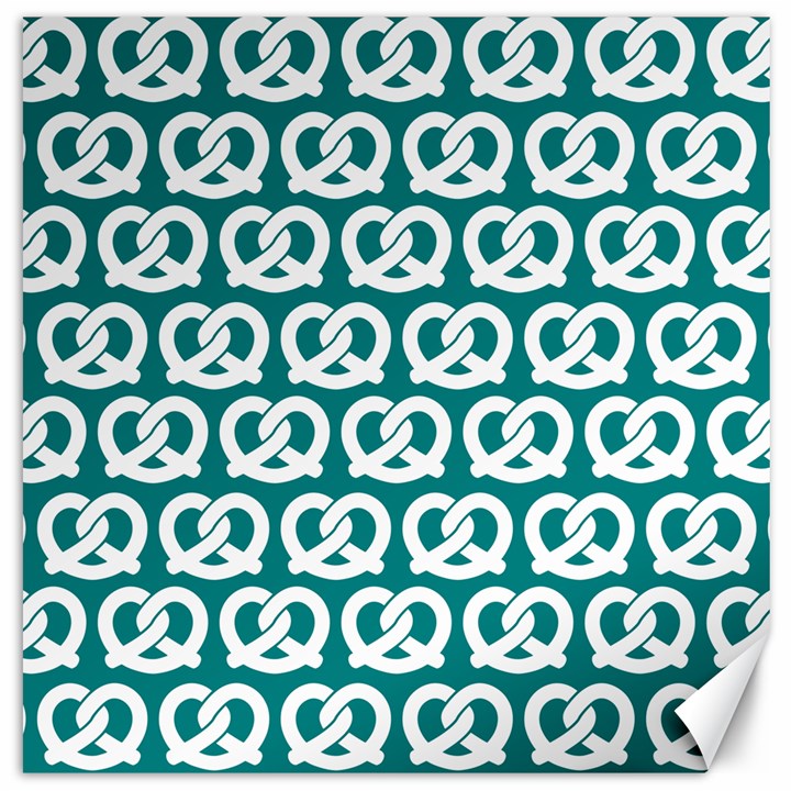 Teal Pretzel Illustrations Pattern Canvas 20  x 20 