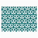 Teal Pretzel Illustrations Pattern Large Glasses Cloth (2 Sides) Front