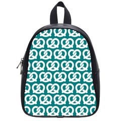 Teal Pretzel Illustrations Pattern School Bag (small) by GardenOfOphir