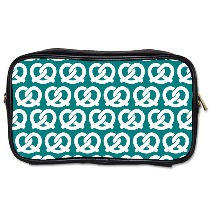 Teal Pretzel Illustrations Pattern Toiletries Bag (Two Sides)