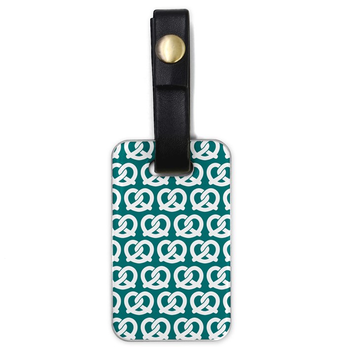 Teal Pretzel Illustrations Pattern Luggage Tag (one side)