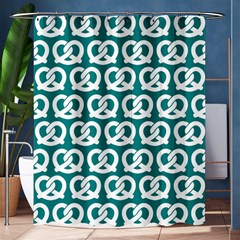 Teal Pretzel Illustrations Pattern Shower Curtain 60  X 72  (medium)  by GardenOfOphir