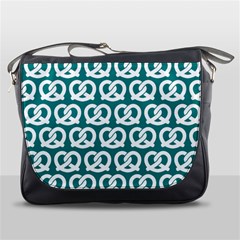 Teal Pretzel Illustrations Pattern Messenger Bag