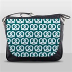 Teal Pretzel Illustrations Pattern Messenger Bag Front