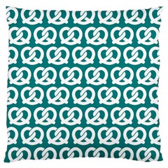 Teal Pretzel Illustrations Pattern Standard Premium Plush Fleece Cushion Case (Two Sides)