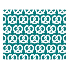 Teal Pretzel Illustrations Pattern Premium Plush Fleece Blanket (Large)