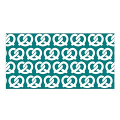 Teal Pretzel Illustrations Pattern Satin Shawl 45  x 80 