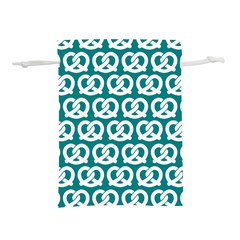 Teal Pretzel Illustrations Pattern Lightweight Drawstring Pouch (L)