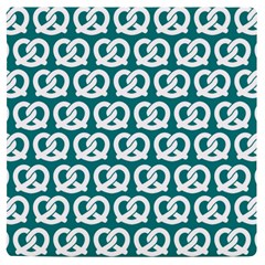 Teal Pretzel Illustrations Pattern Uv Print Square Tile Coaster  by GardenOfOphir