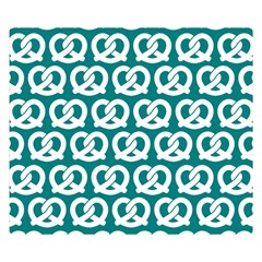 Teal Pretzel Illustrations Pattern One Side Premium Plush Fleece Blanket (small) by GardenOfOphir