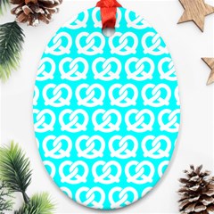 Aqua Pretzel Illustrations Pattern Ornament (oval) by GardenOfOphir