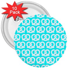 Aqua Pretzel Illustrations Pattern 3  Buttons (10 Pack)  by GardenOfOphir