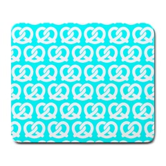 Aqua Pretzel Illustrations Pattern Large Mousepad by GardenOfOphir