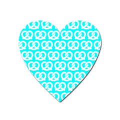 Aqua Pretzel Illustrations Pattern Heart Magnet by GardenOfOphir